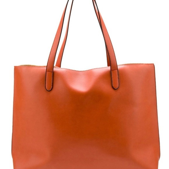 Neiman Marcus Orange Leather Tote Bag - Picture 4 of 12